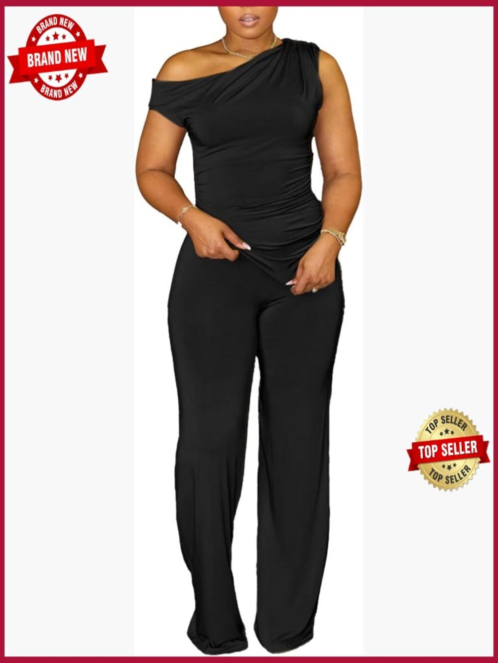 2 Piece Club Outfits Ruched Crop Top Wide Leg Pant Sets Sexy Going Out